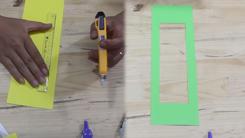 Dùng thêm một tờ bìa cứng nữa để làm giá để nến, cạnh khoảng 9,5cm