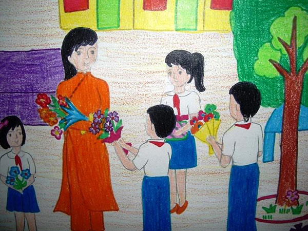 Tranh vẽ 20/10 tặng cô