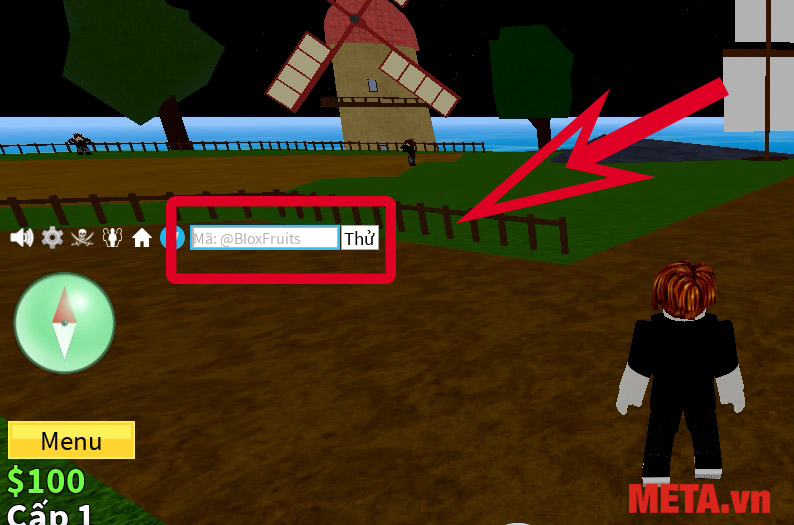 Cửa sổ nhập mã sẽ được hiển thị.