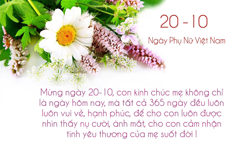 Thiệp chúc mừng 20/10 cho mẹ mẫu 10