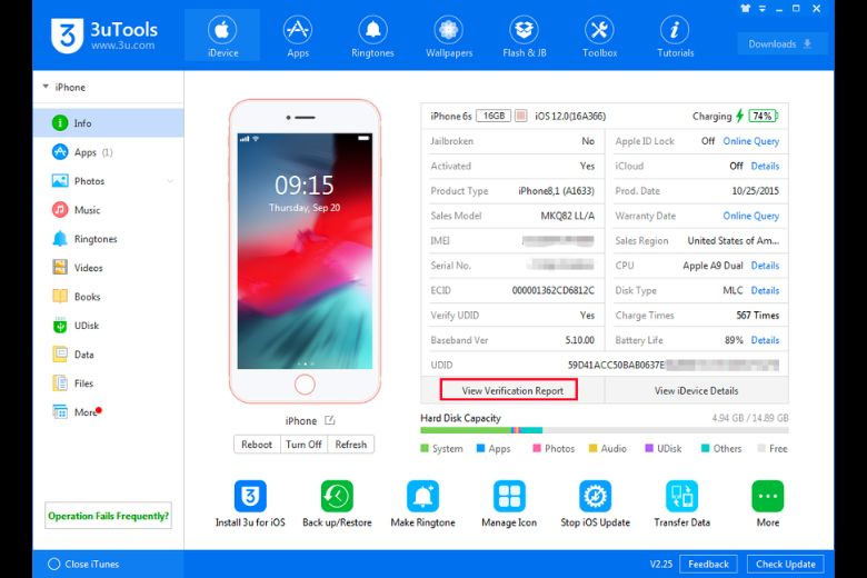 Phần mềm kết nối điện thoại với máy tính - 3uTools