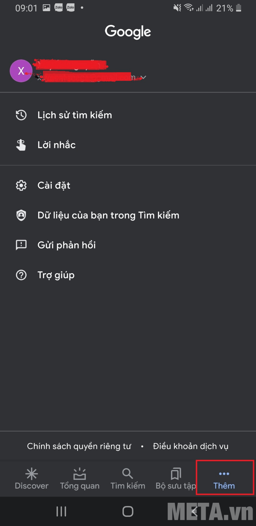 Nhấn vào chữ Thêm