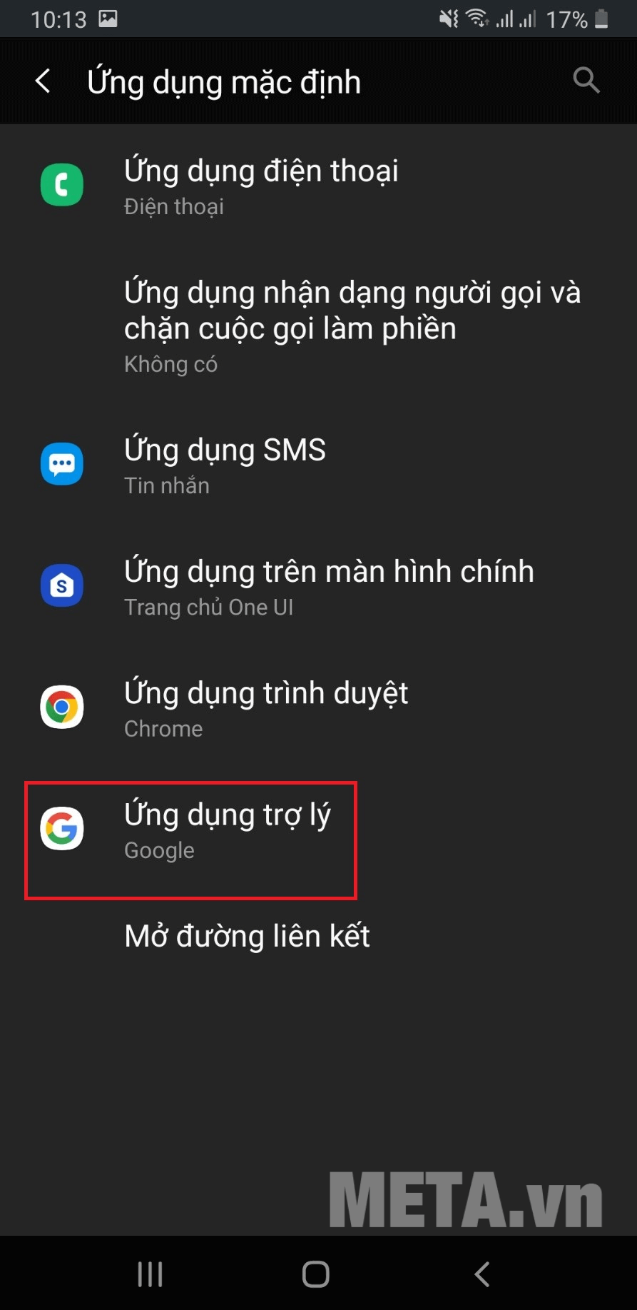 chọn tiếp Ứng dụng trợ lý