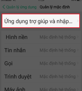 chọn tiếp Ứng dụng trợ giúp và nhập bằng giọng nói