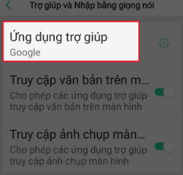 chọn mục Ứng dụng trợ giúp
