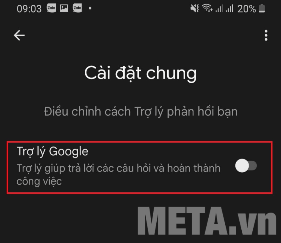 Nút trạng thái của trợ lý ảo Google không sáng
