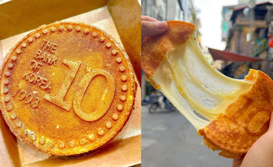 Thành phẩm món bánh đồng xu phô mai kéo sợi