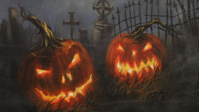 Tranh vẽ Halloween 3D bí ngô