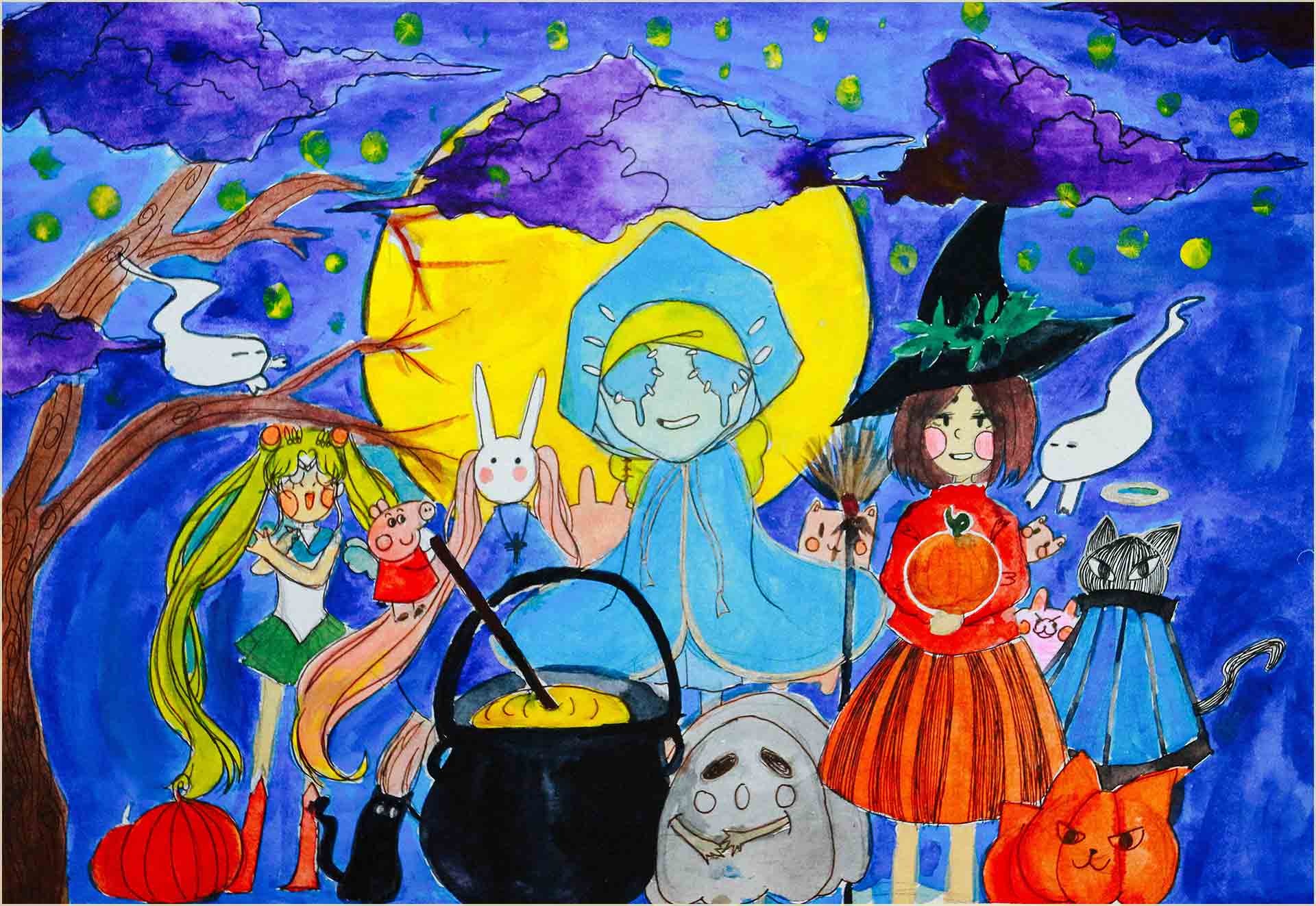 Tranh vẽ đề tài lễ hội Halloween 2023