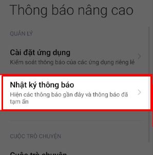 Chọn Nhật ký thông báo khi xem tin nhắn đã thu hồi trên Zalo trên Xiaomi