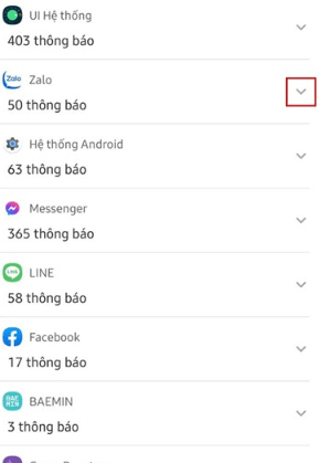 Chọn tiếp vào mục Zalo khi xem tin nhắn đã thu hồi trên Zalo trên Samsun