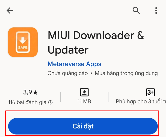 Truy cập vào CH Play và tìm kiếm ứng dụng MIUI Developer