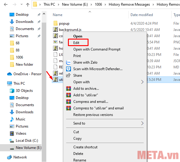 Nhấn vào Edit để sửa file
