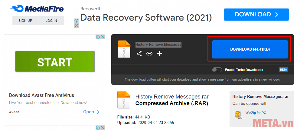 Tải và giải nén tệp History Remove Messages tại đường link