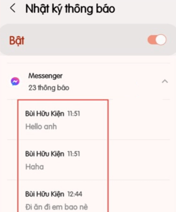 Chọn Messenger để xem các tin nhắn thu hồi