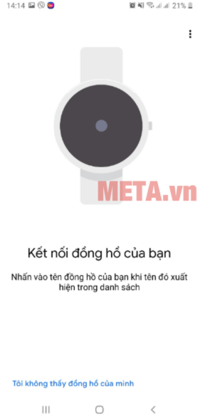 Ứng dụng sẽ tự tìm kiếm đồng hồ thông minh và hiển thị trên màn hình điện thoại