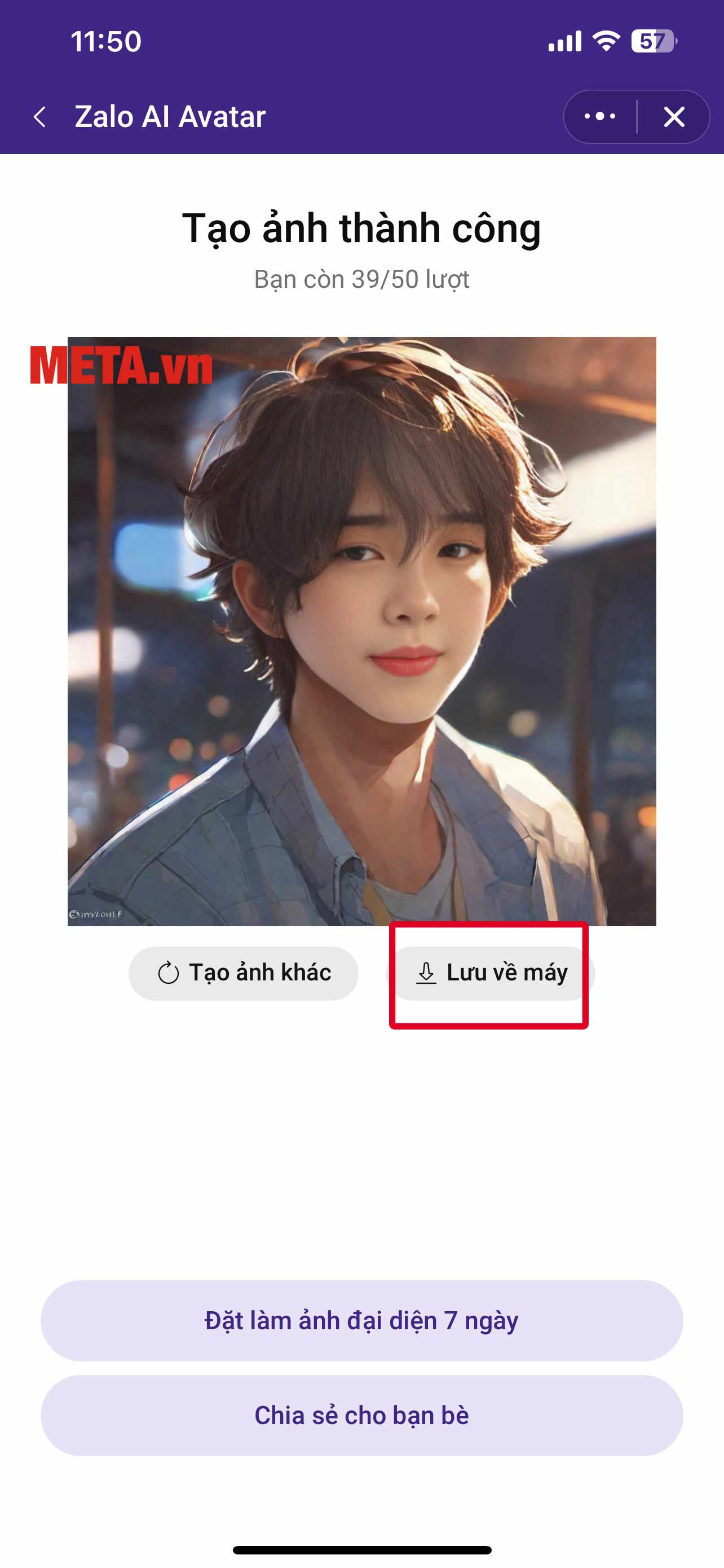 Nhấn vào Lưu về máy để lưu ảnh của bạn