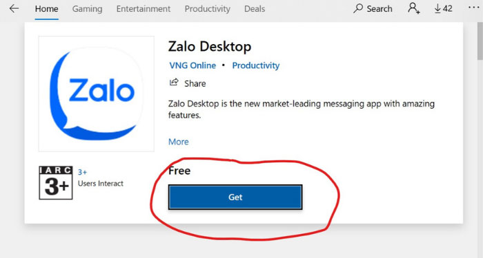 Tải Zalo trên Microsoft Store