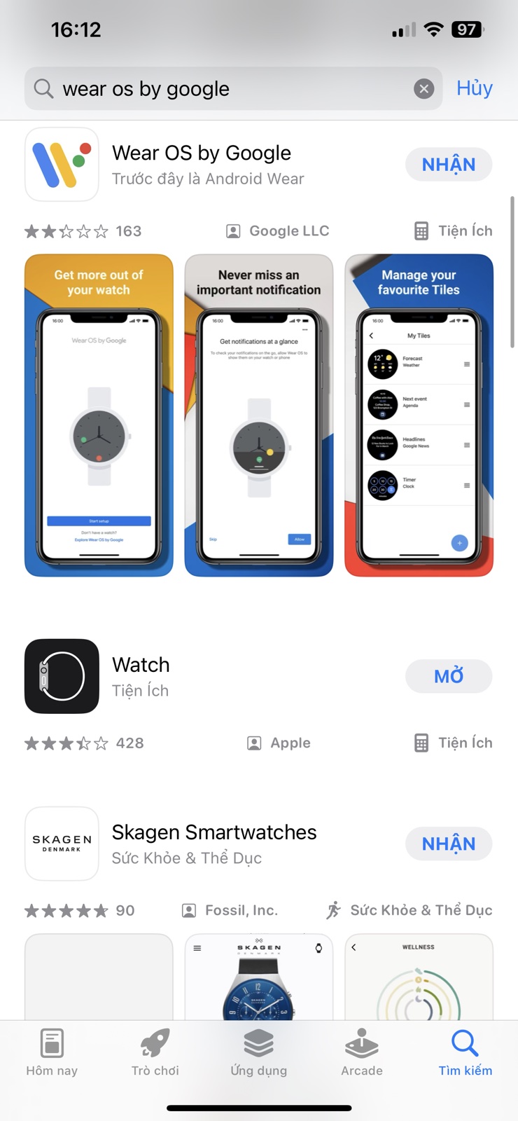 Tìm và tải ứng dụng Wear OS by Google