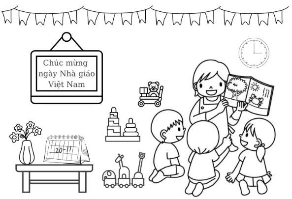 Tranh tô màu 20/11 đẹp mừng ngày Nhà giáo Việt Nam