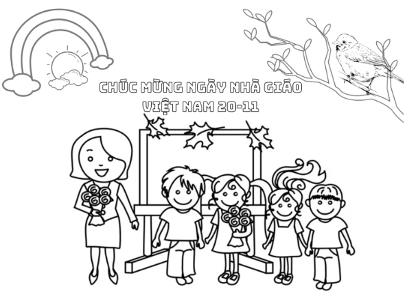 Tranh tô màu 20/11 đẹp mừng ngày Nhà giáo Việt Nam