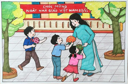 Tranh tri ân thầy cô