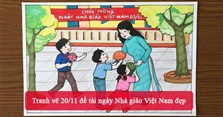 Tranh vẽ 20/11 đề tài ngày Nhà giáo Việt Nam đẹp