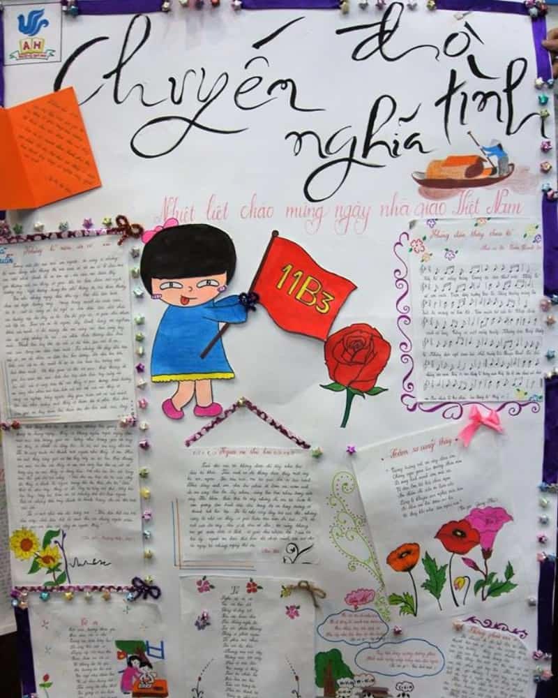 Cách làm báo tường 20-11 đẹp và độc đáo giật giải