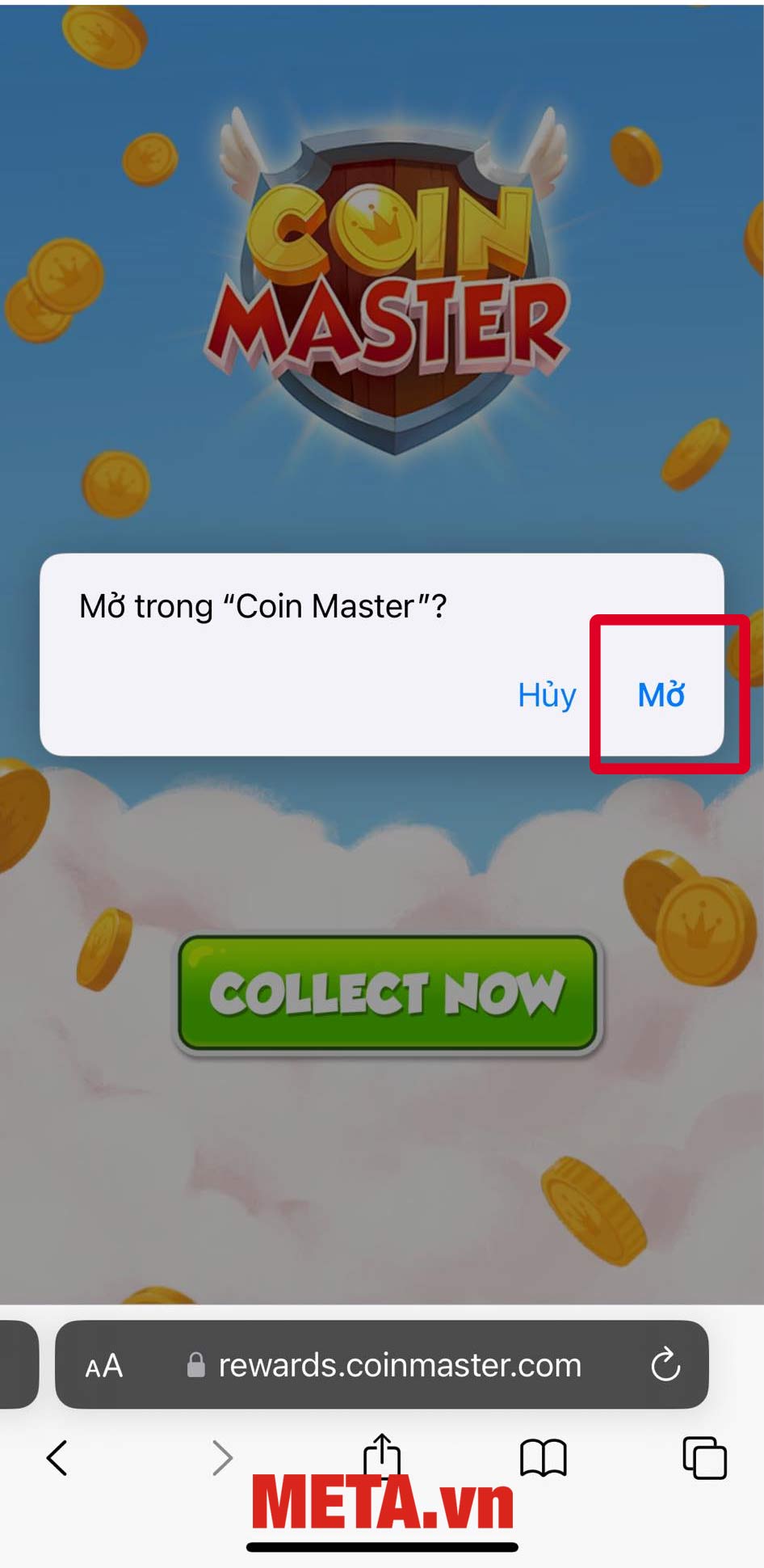Màn hình chuyển sang cửa sổ mới, bạn nhấn Collect Now → Nhấn Mở