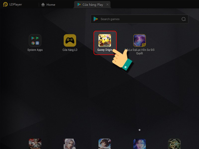 Quay lại màn hình chính của LDPlayer → Nhấn vào biểu tượng của game Gunny Origin