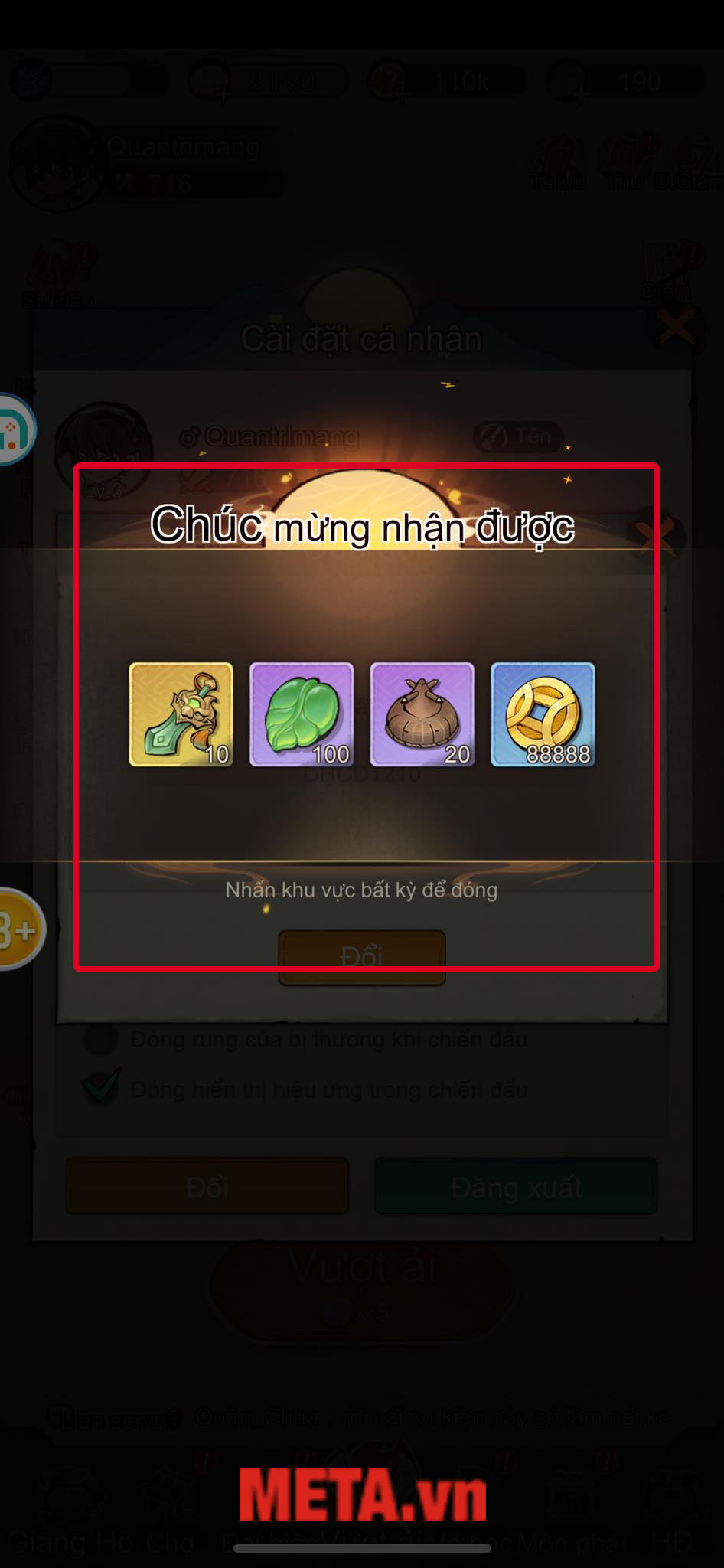 Nếu code vẫn còn thời hạn sử dụng, bạn sẽ nhận được phần thưởng