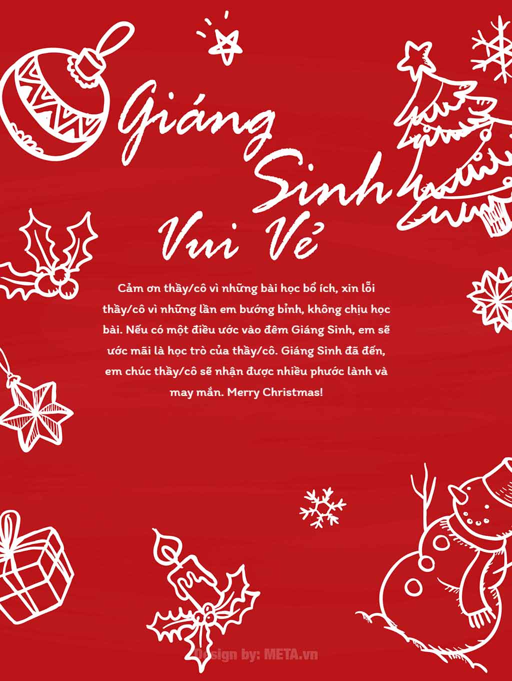 Thiệp chúc mừng Giáng Sinh thầy cô