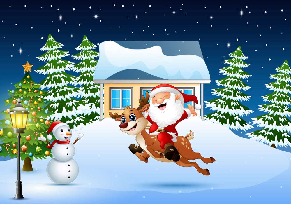 Hình ảnh ông già Noel cưỡi tuần lộc