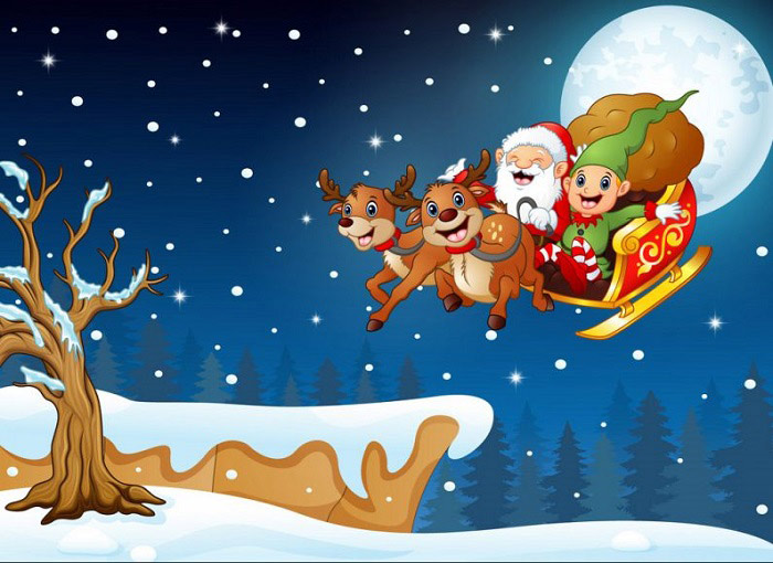 Hình ảnh ông già Noel cưỡi tuần lộc