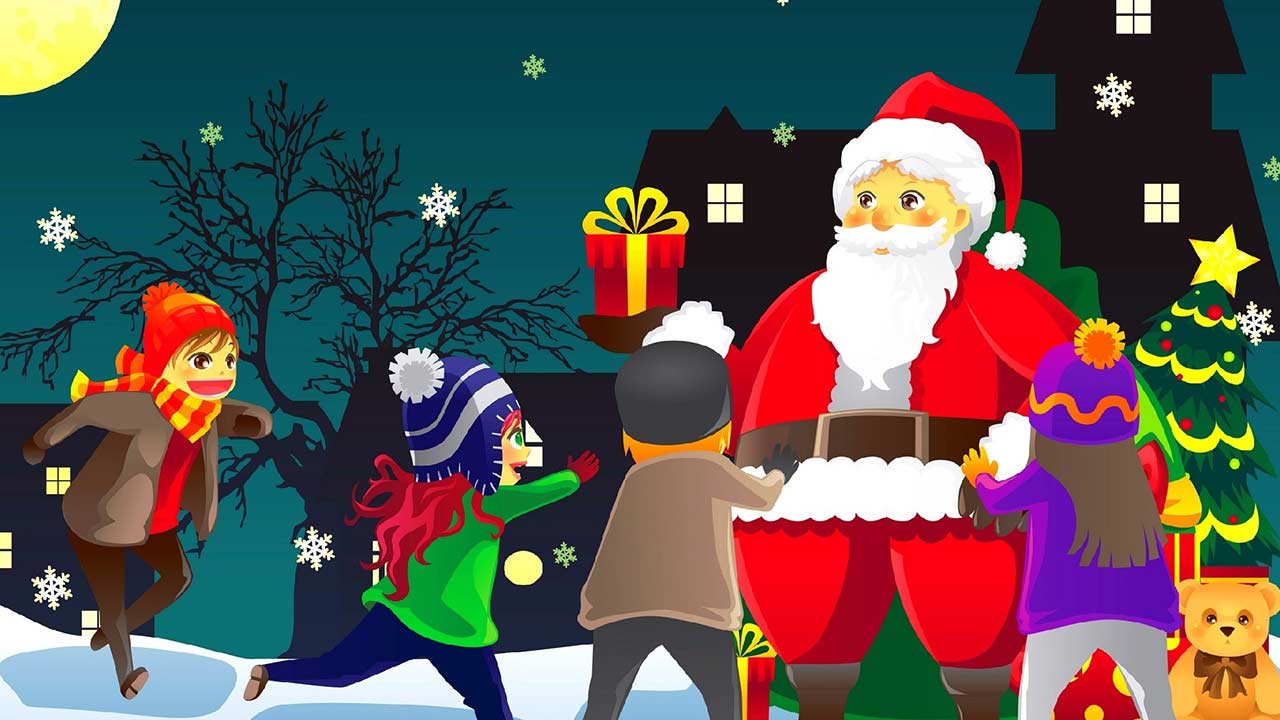 Hình ảnh ông già Noel cùng trẻ em