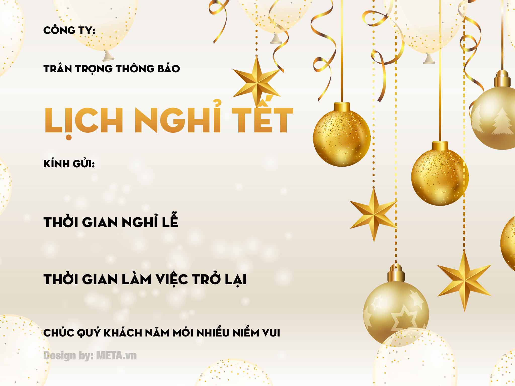 Thông báo nghỉ Tết Dương lịch mẫu 12