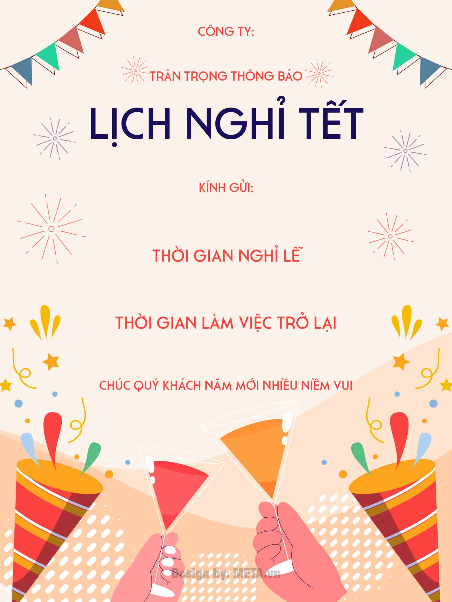 Thông báo nghỉ Tết Dương lịch mẫu 8