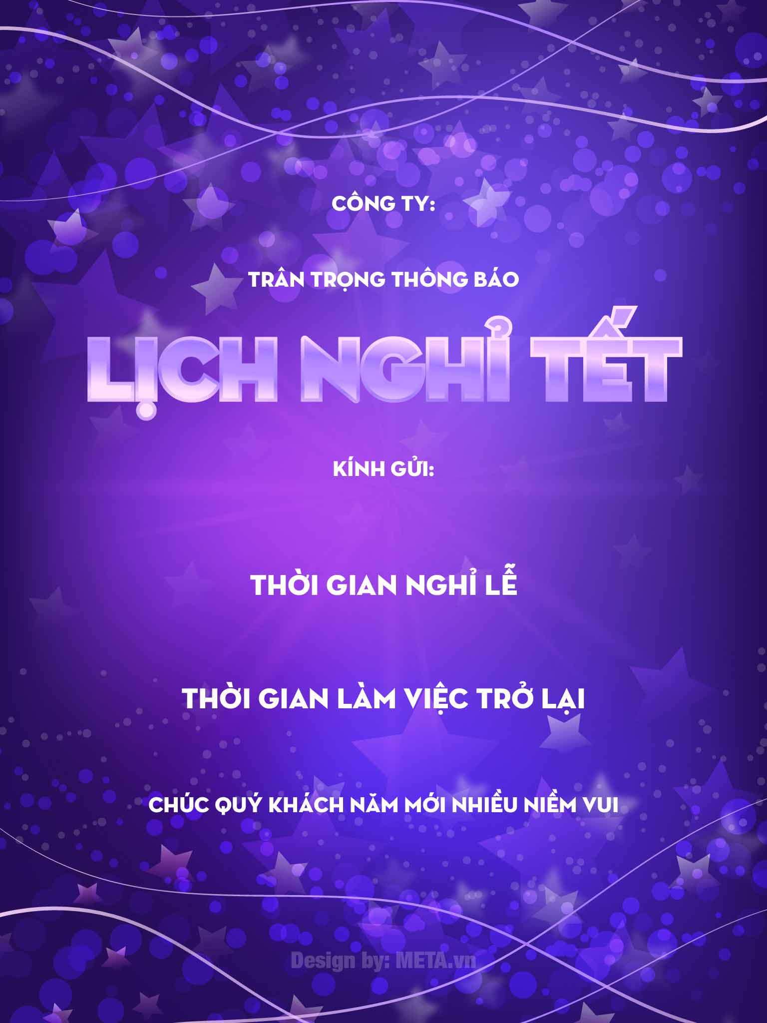 Thông báo nghỉ Tết Dương lịch mẫu 9