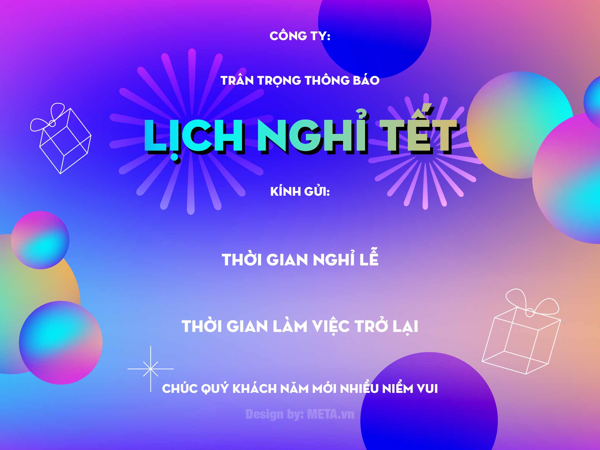 Thông báo nghỉ Tết Dương lịch mẫu 10