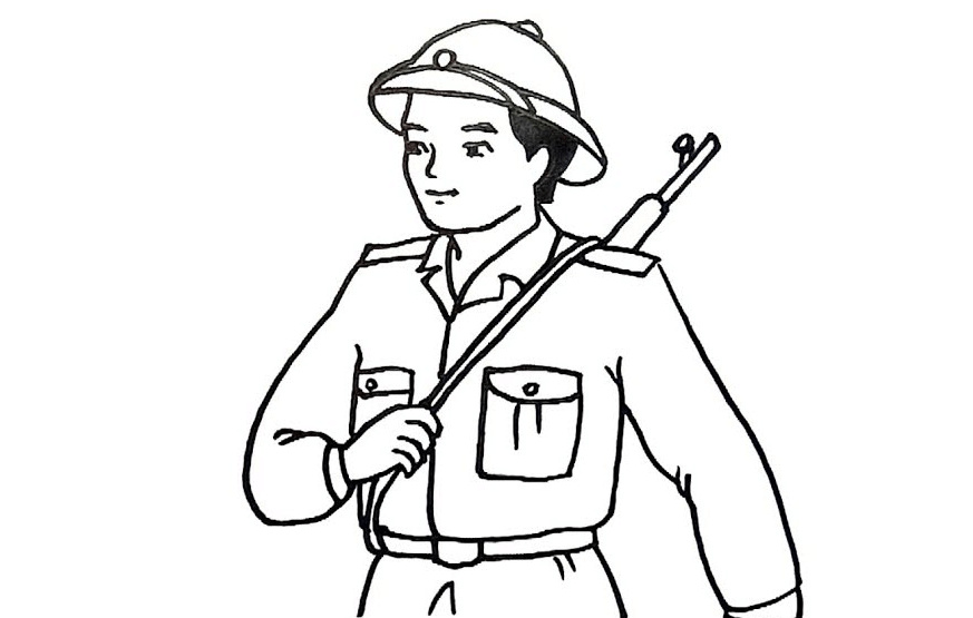 Hình ảnh tô màu chú bộ đội cụ Hồ