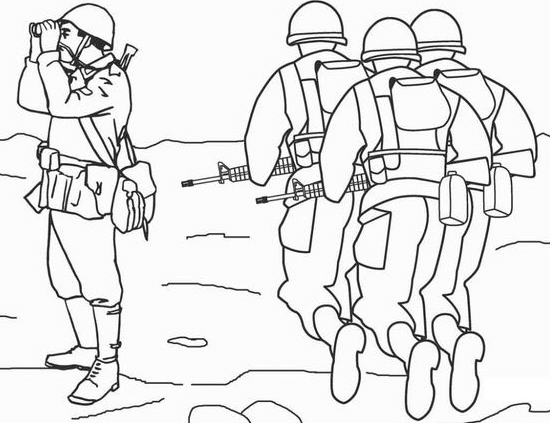 Hình ảnh tô màu chú bộ đội đang làm nhiệm vụ