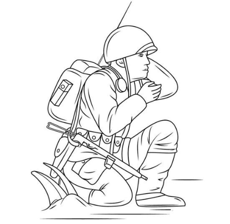 Hình chú bộ đội đang làm nhiệm vụ cho bé tô màu