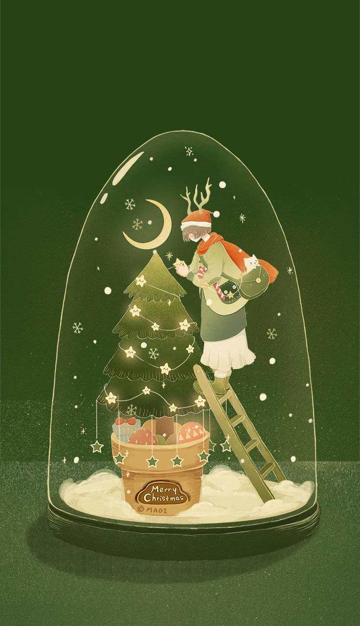 Hình ảnh cây thông Noel làm nền điện thoại