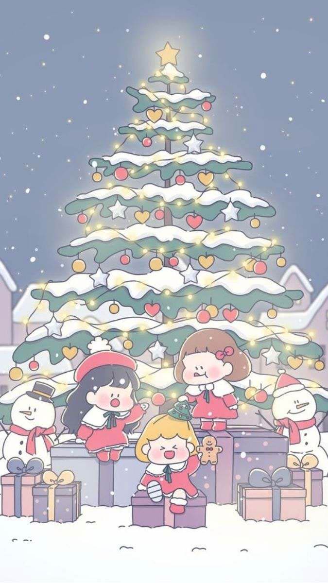 Hình ảnh cây thông Noel làm nền điện thoại