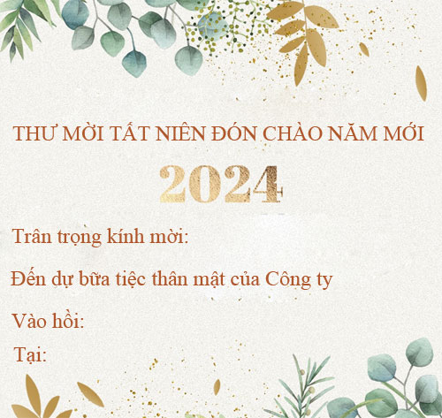 Mẫu thiệp mời tất niên 2024 đẹp số 2