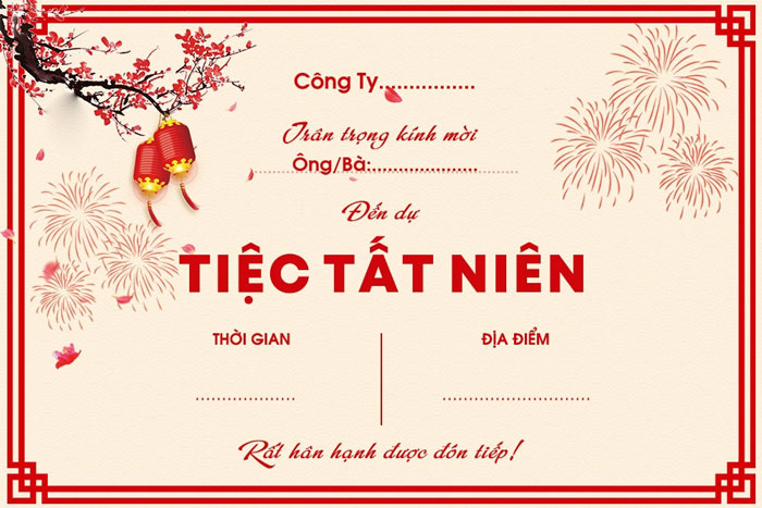 Mẫu thiệp mời tất niên 2024 đẹp số 6