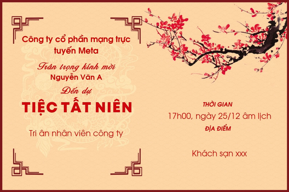 Mẫu thiệp mời tất niên 2024 đẹp số 7