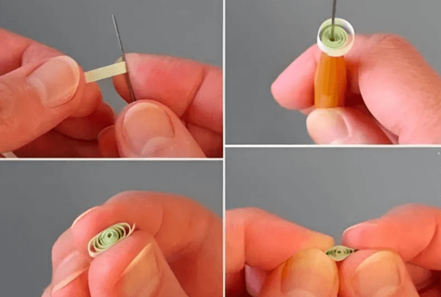 Cuộn giấy để tạo các chi tiết trên thiệp chúc Tết