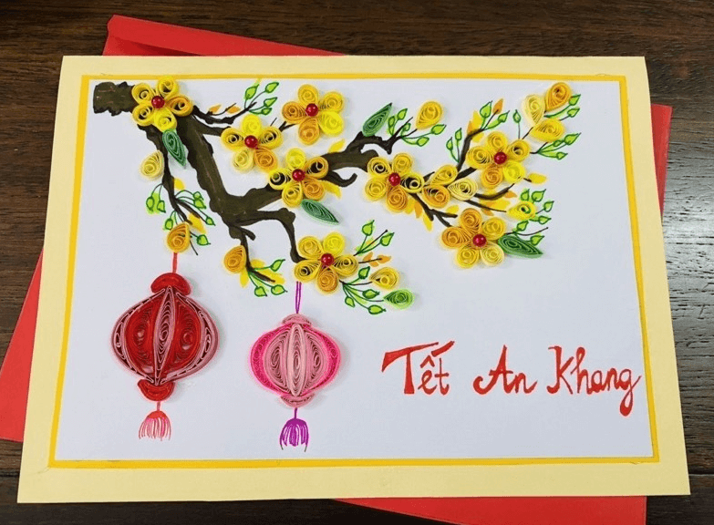 Các mẫu thiệp chúc Tết 2024 đẹp từ giấy cuộn