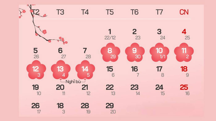 Lịch nghỉ Tết Nguyên Đán 2024 của người lao động, cán bộ công chức